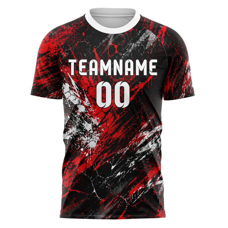 Schwarz dunkles Graffiti Center Burst Splatter Design 03-0143 individuelles Fußballtrikot front