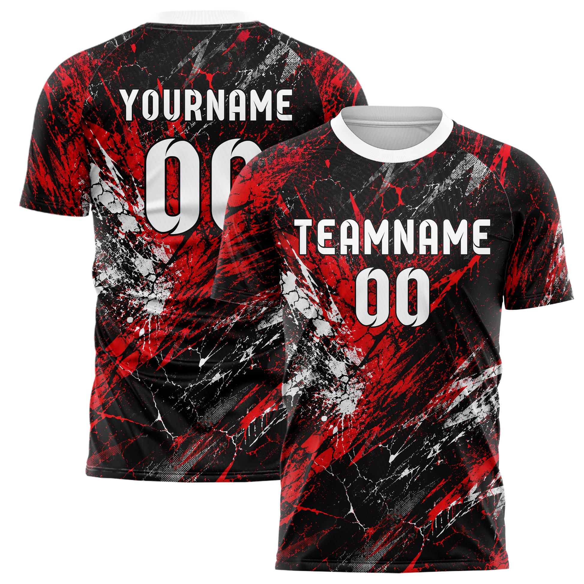 Schwarz dunkles Graffiti Center Burst Splatter Design 03-0143 individuelles Fußballtrikot main