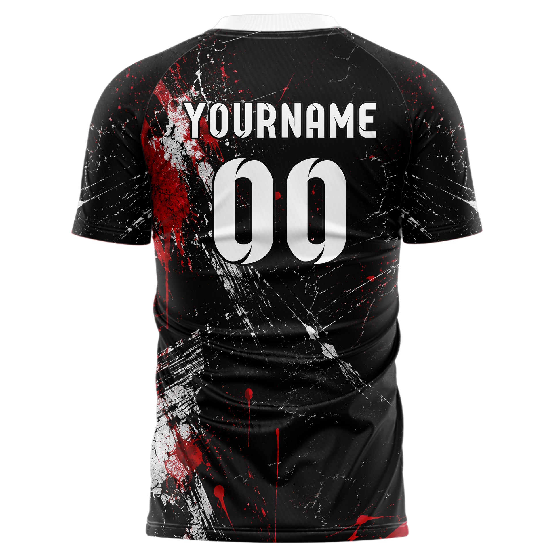 Schwarz dunkles Graffiti Cracked Texture Design 03-0026 individuelles Fußballtrikot back