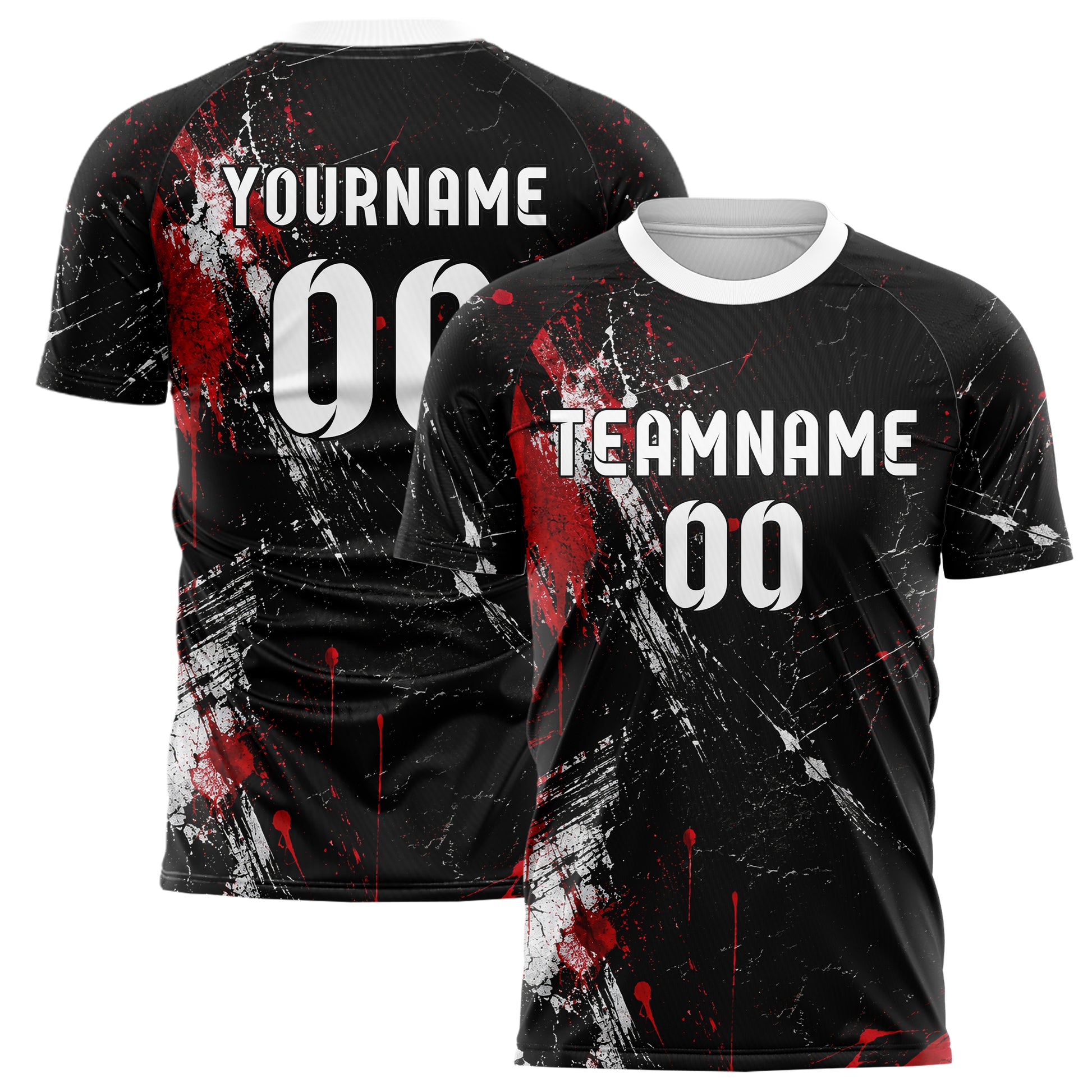Schwarz dunkles Graffiti Cracked Texture Design 03-0026 individuelles Fußballtrikot main