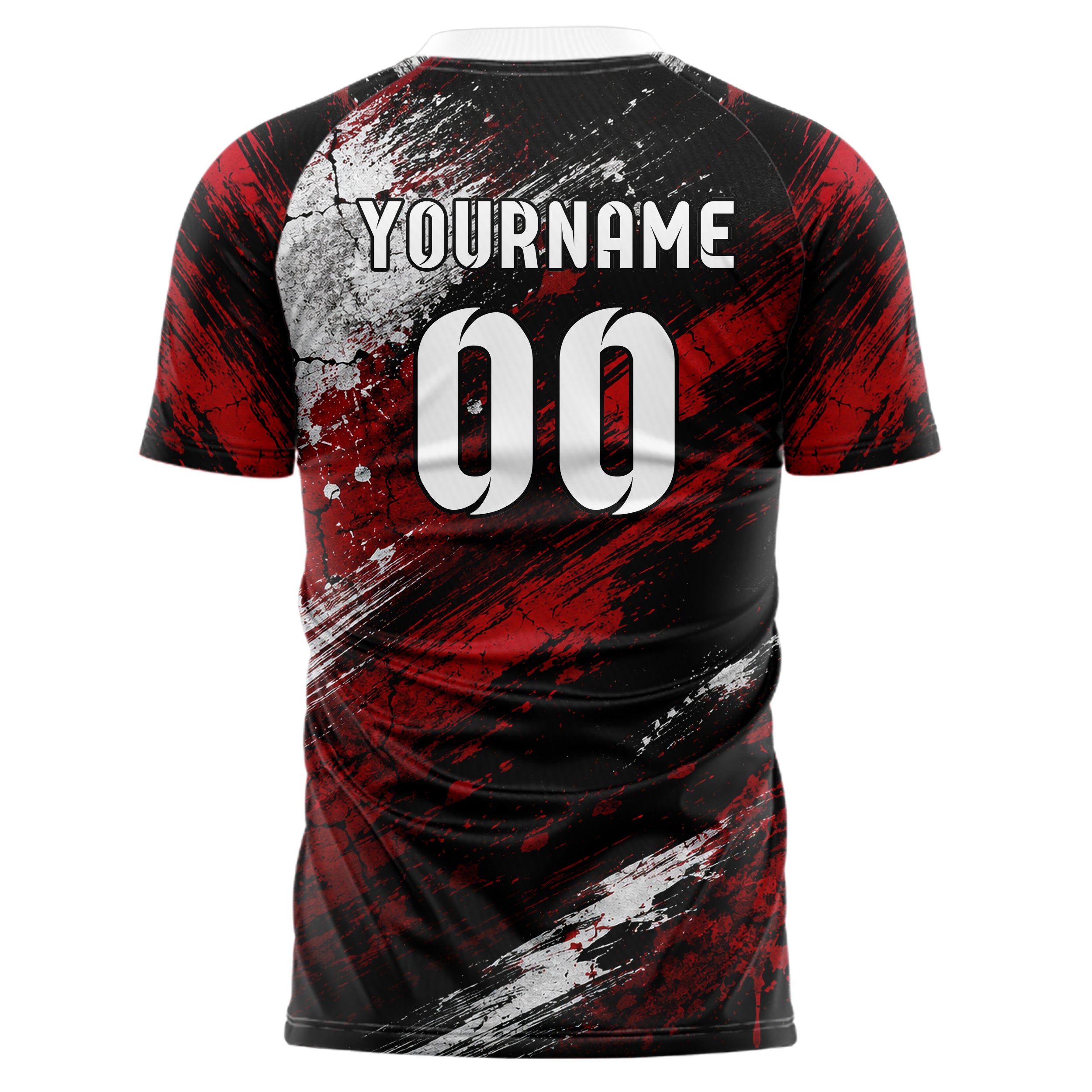 Schwarz dunkles Graffiti Cracked Texture Design 03-0050 individuelles Fußballtrikot back