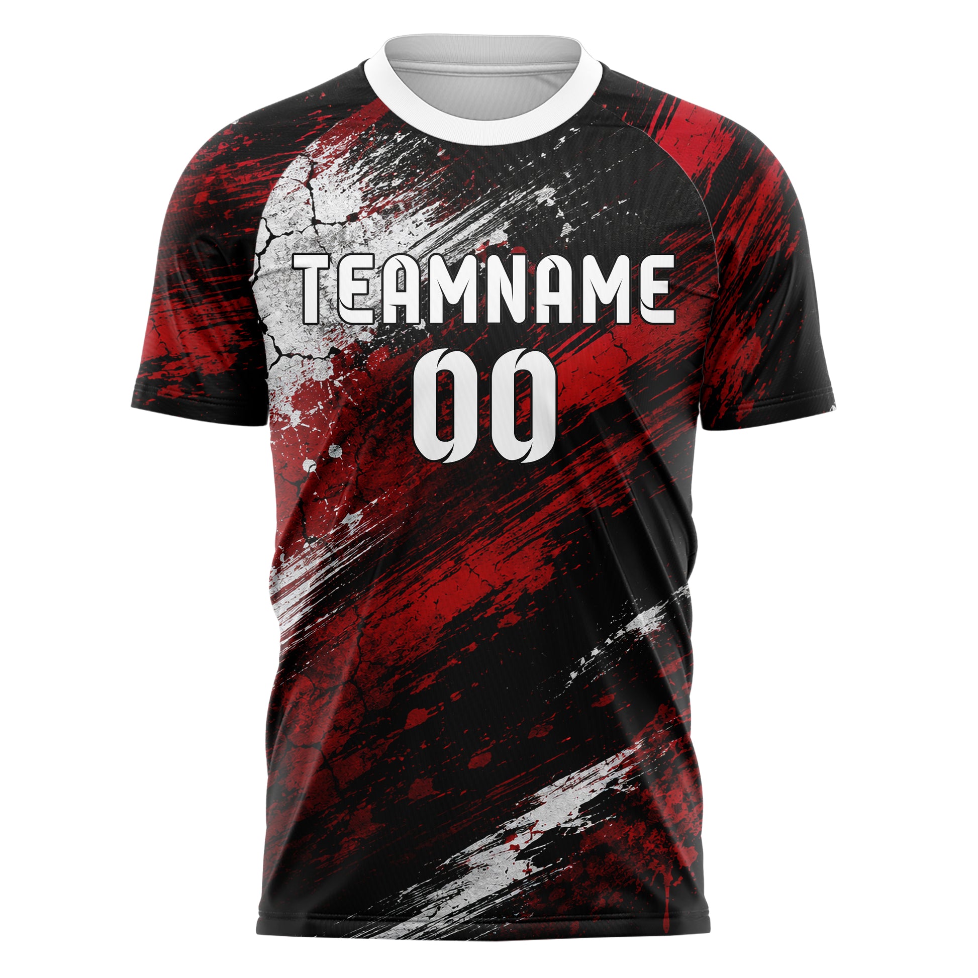 Schwarz dunkles Graffiti Cracked Texture Design 03-0050 individuelles Fußballtrikot front