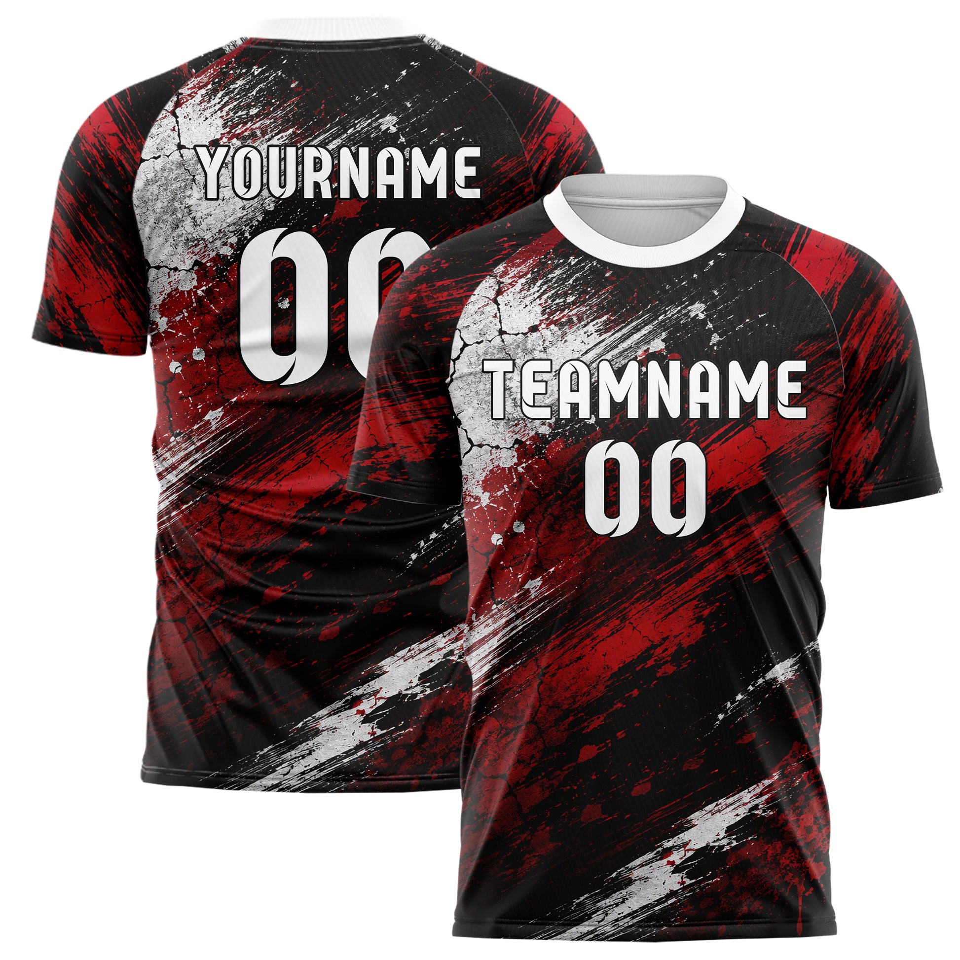 Schwarz dunkles Graffiti Cracked Texture Design 03-0050 individuelles Fußballtrikot main