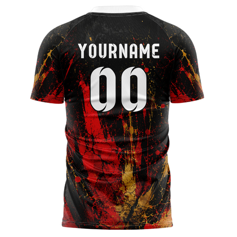 Schwarz dunkles Graffiti Cracked Texture Design 03-0250 individuelles Fußballtrikot back