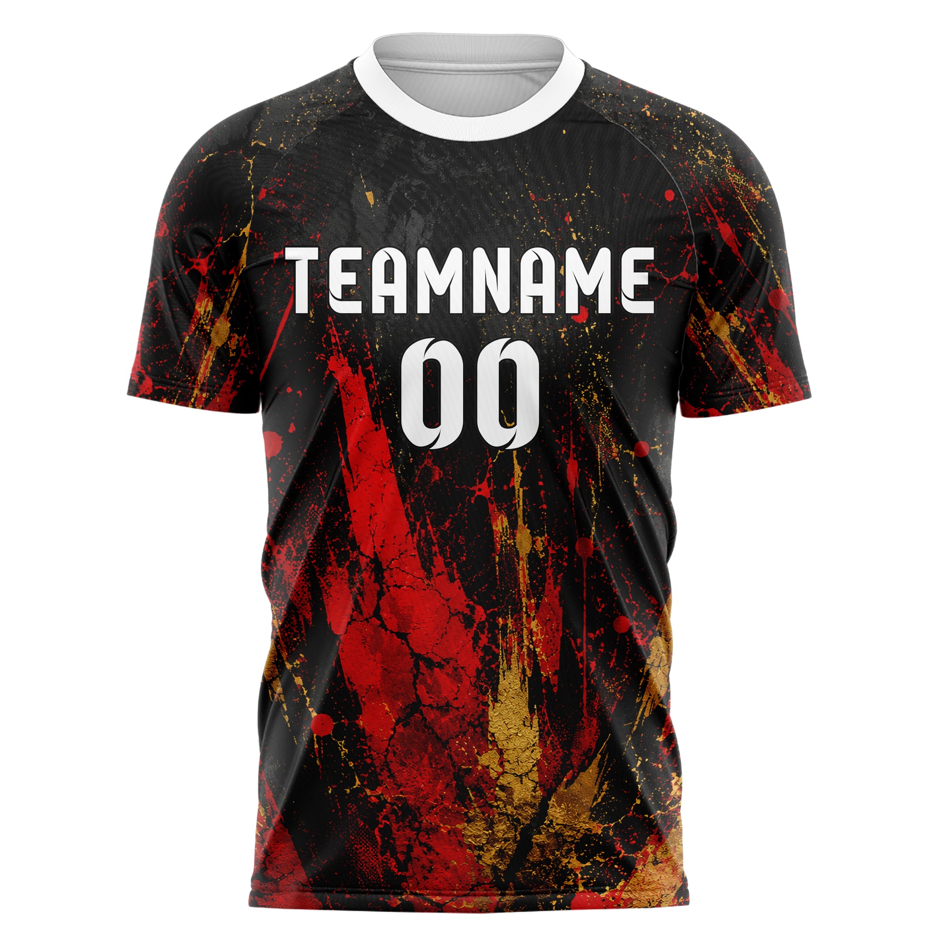 Schwarz dunkles Graffiti Cracked Texture Design 03-0250 individuelles Fußballtrikot front