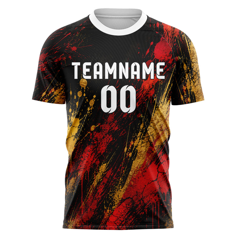 Schwarz dunkles Graffiti diagonal Paint Flow Design 03-0067 individuelles Fußballtrikot front