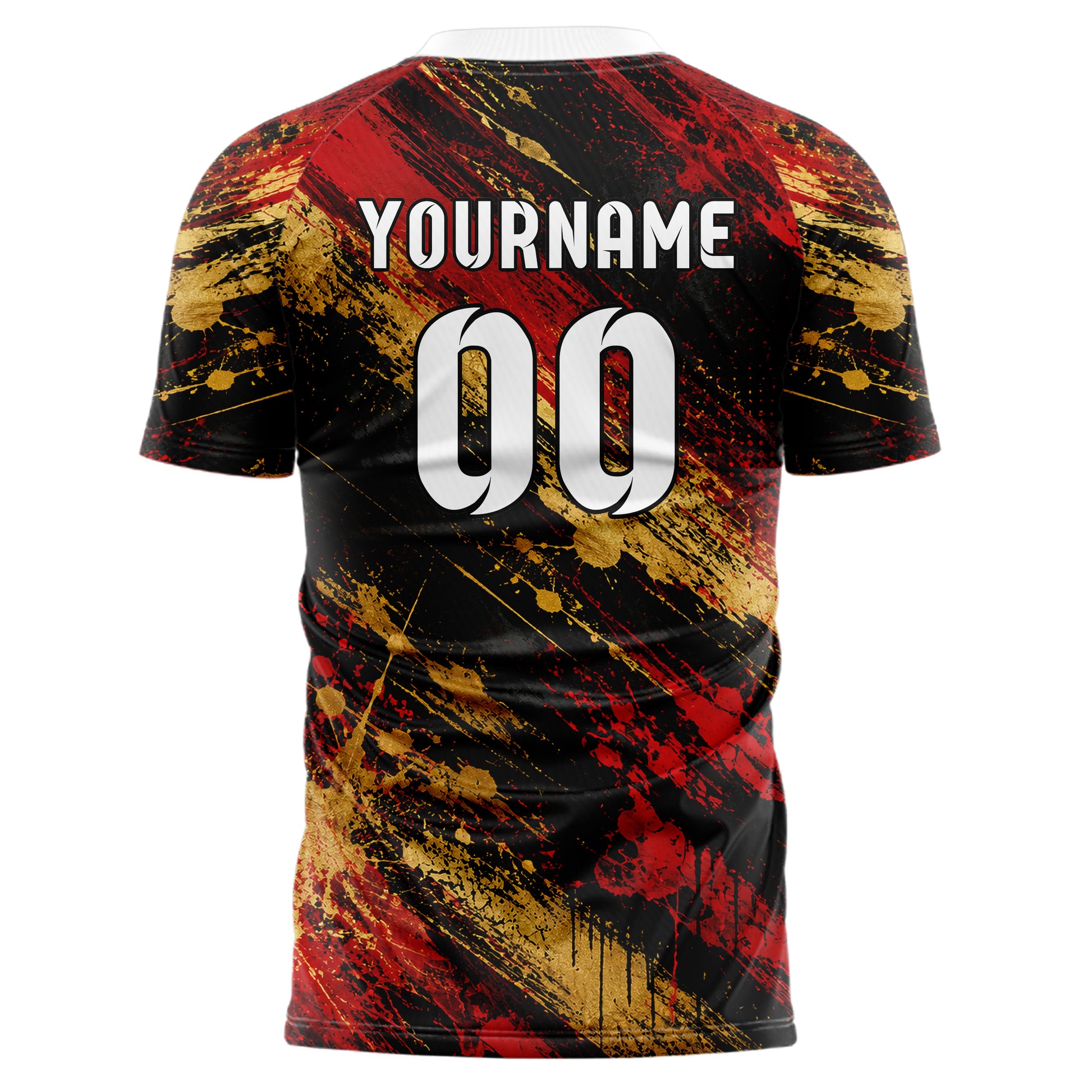 Schwarz dunkles Graffiti diagonal Paint Flow Design 03-0115 individuelles Fußballtrikot back