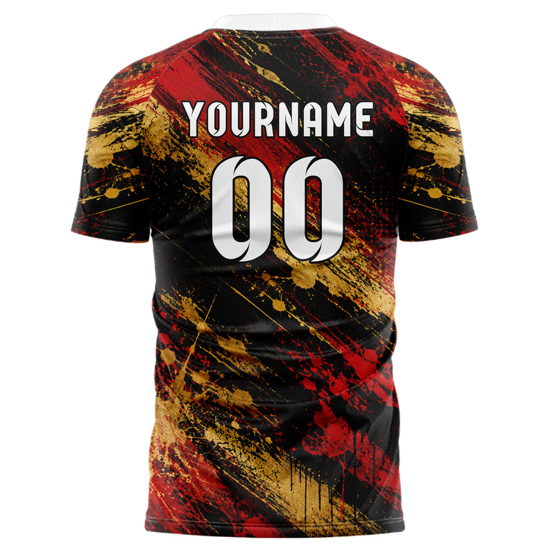 Schwarz dunkles Graffiti diagonal Paint Flow Design 03-0115 individuelles Fußballtrikot back