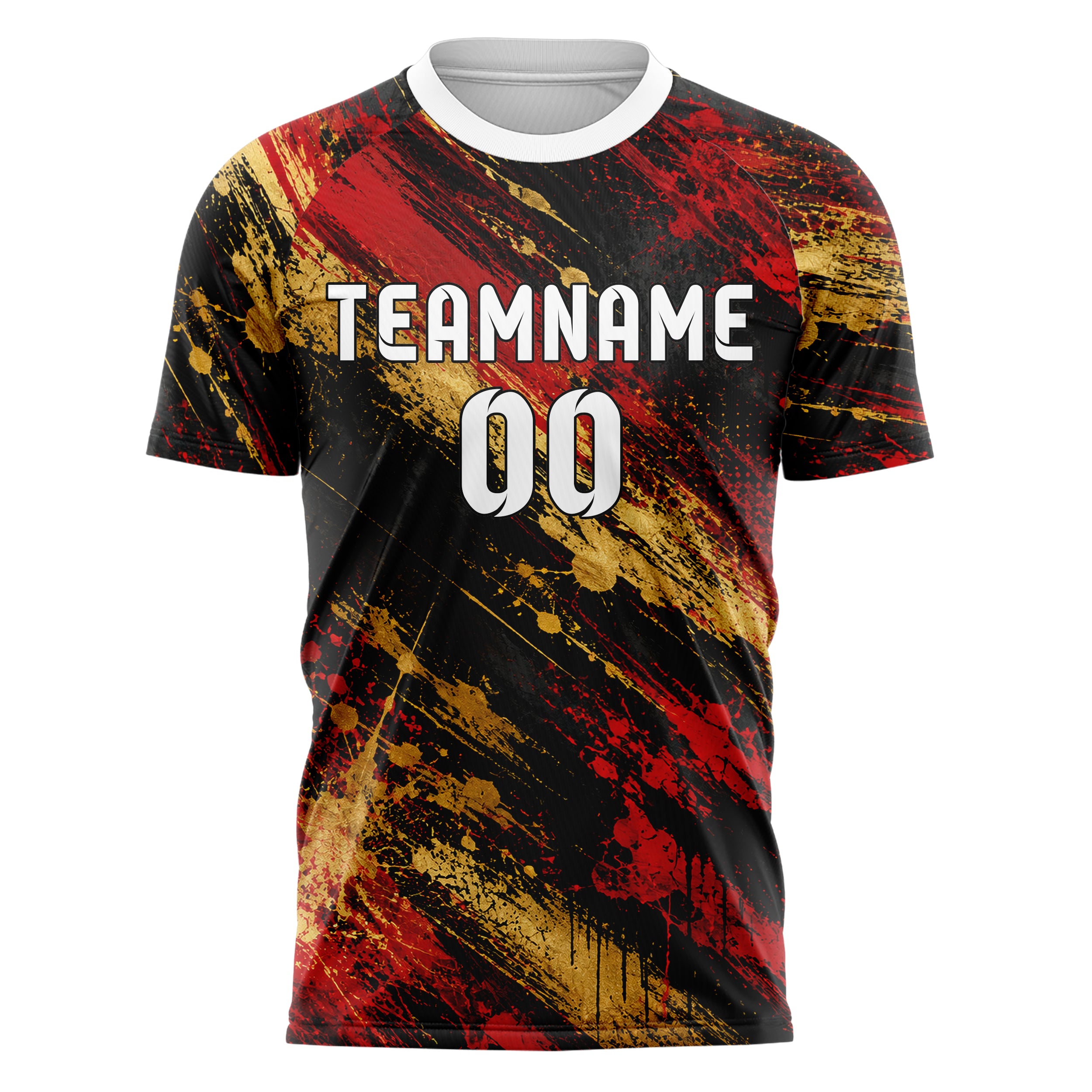 Schwarz dunkles Graffiti diagonal Paint Flow Design 03-0115 individuelles Fußballtrikot front
