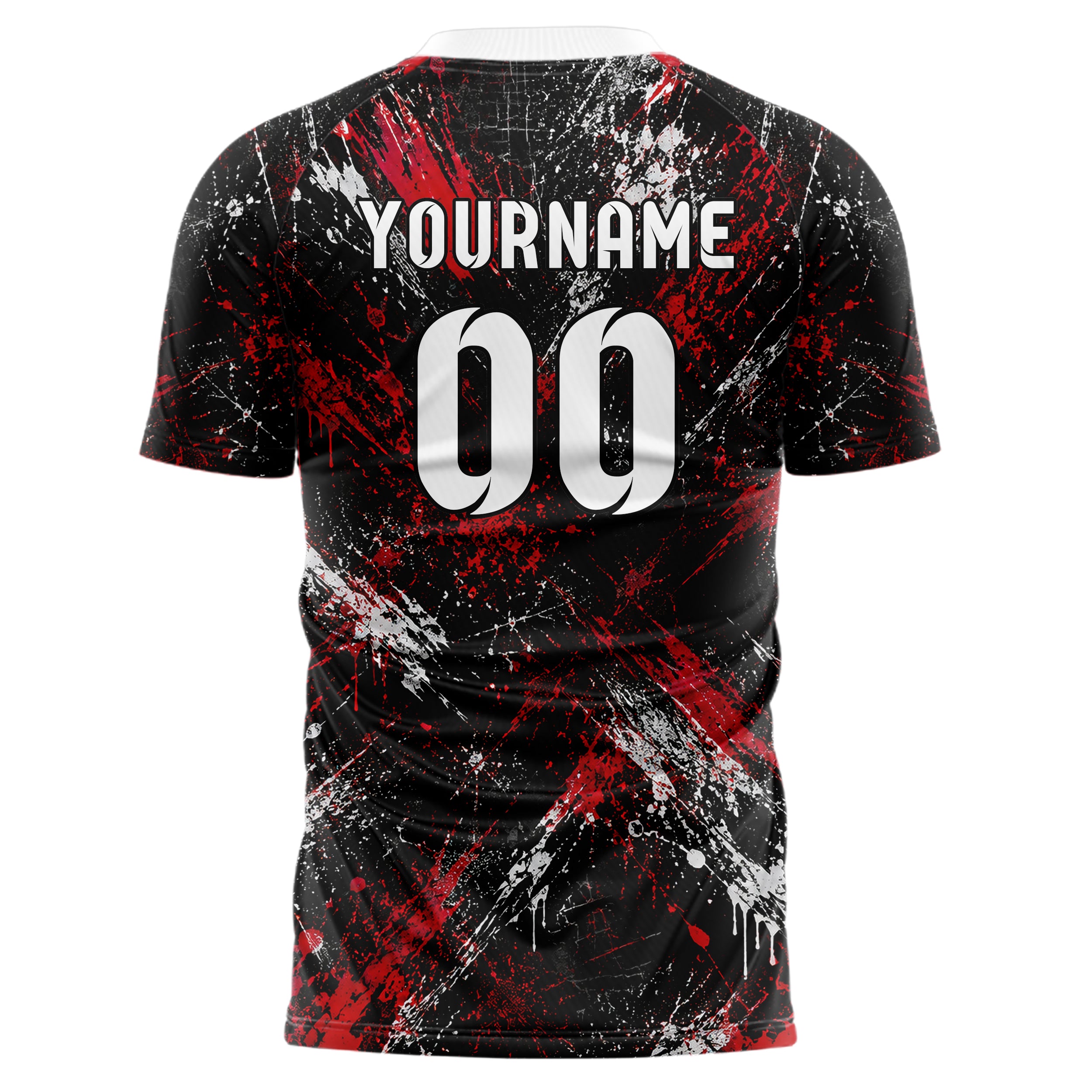 Schwarz dunkles Graffiti diagonal Paint Flow Design 03-0155 individuelles Fußballtrikot back