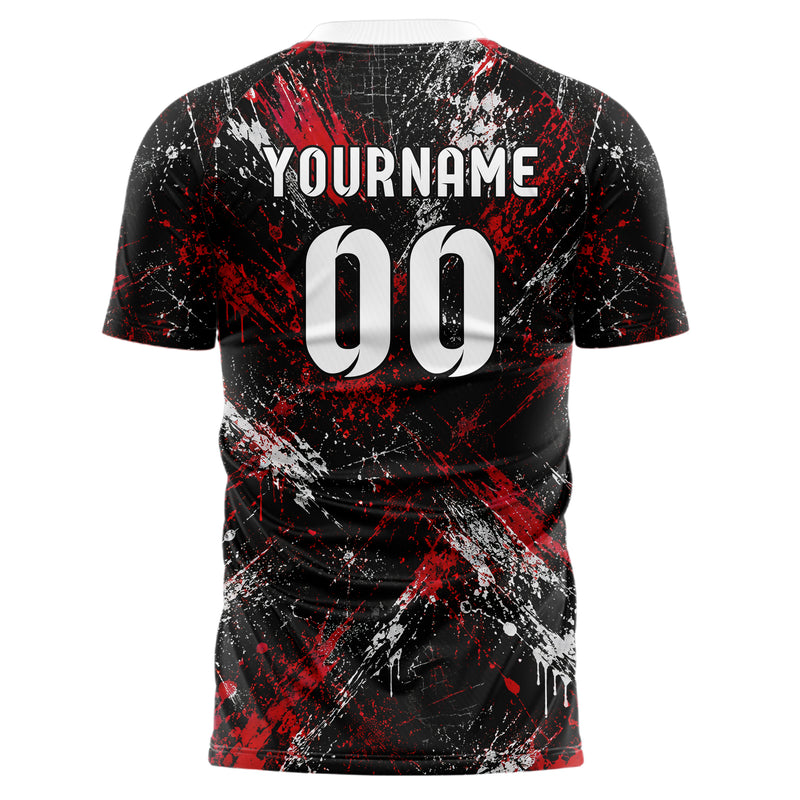 Schwarz dunkles Graffiti diagonal Paint Flow Design 03-0155 individuelles Fußballtrikot back