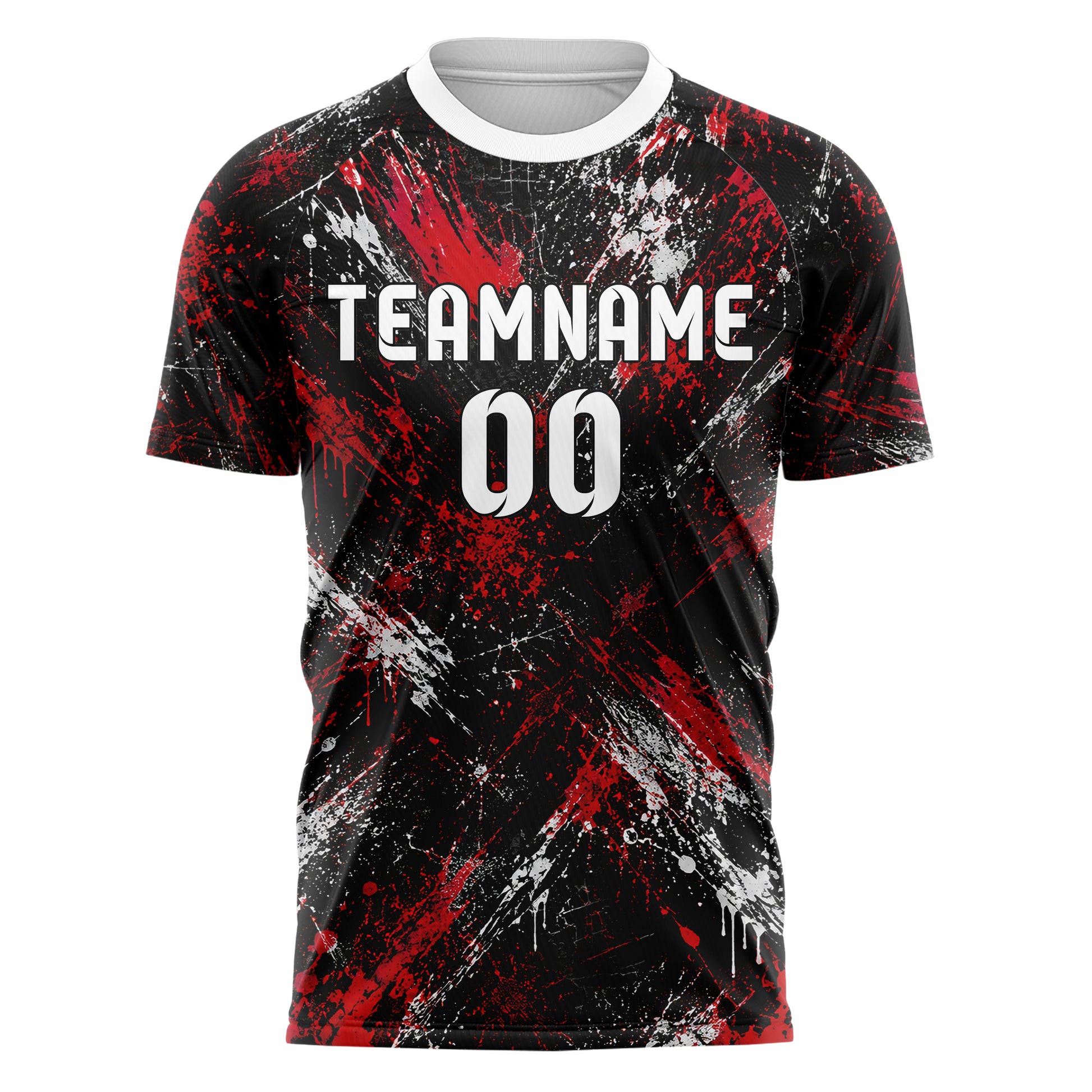 Schwarz dunkles Graffiti diagonal Paint Flow Design 03-0155 individuelles Fußballtrikot front