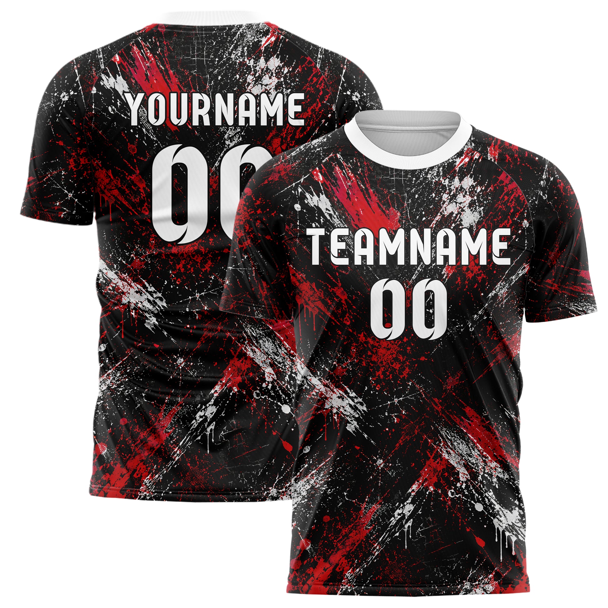 Schwarz dunkles Graffiti diagonal Paint Flow Design 03-0155 individuelles Fußballtrikot main
