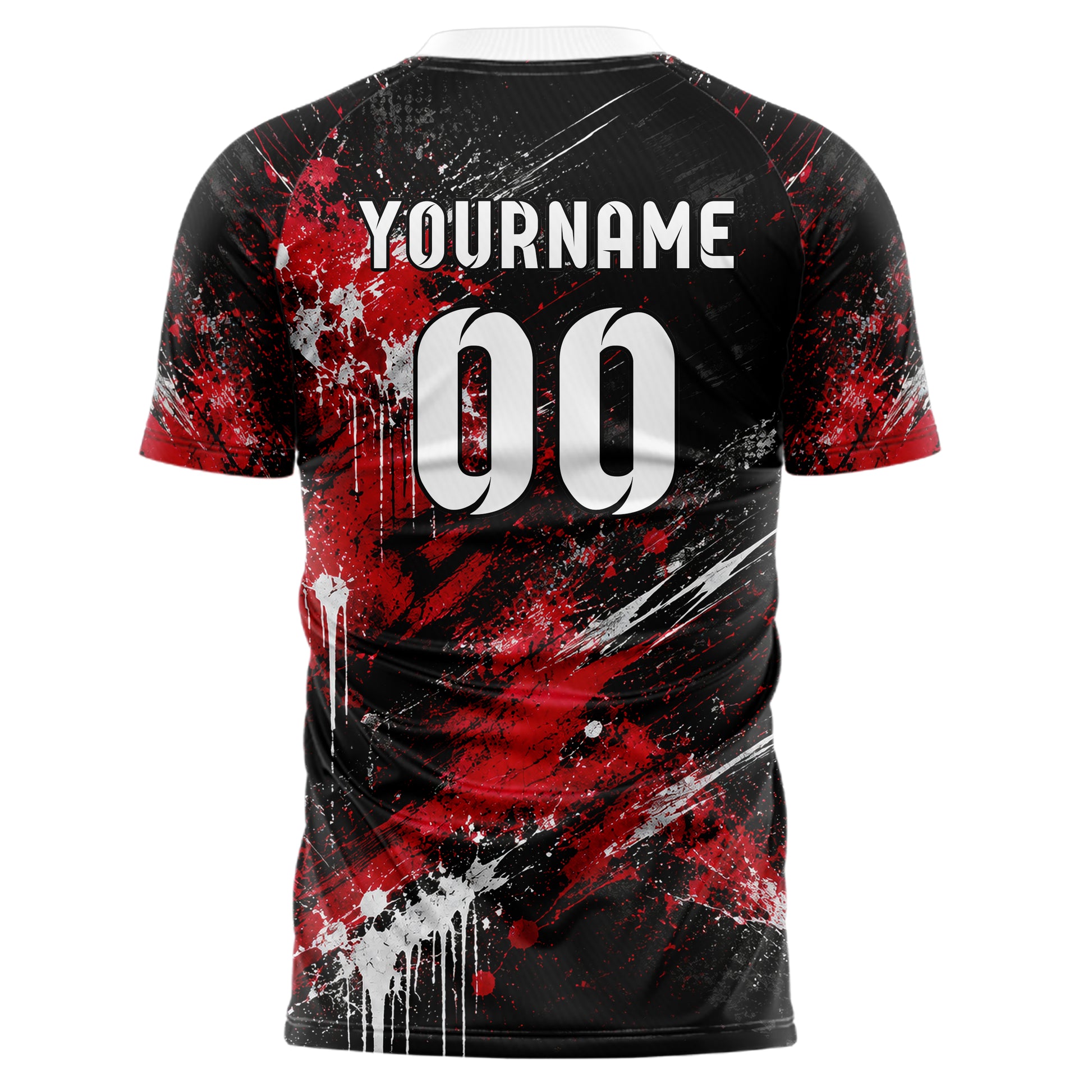 Schwarz dunkles Graffiti diagonal Paint Flow Design 03-0179 individuelles Fußballtrikot back