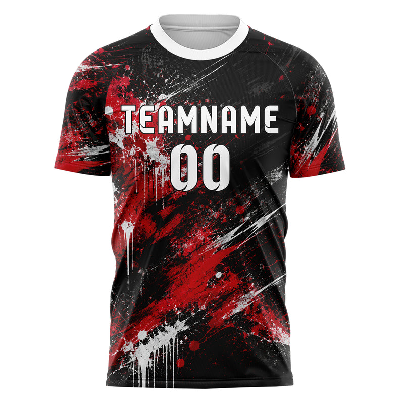 Schwarz dunkles Graffiti diagonal Paint Flow Design 03-0179 individuelles Fußballtrikot front