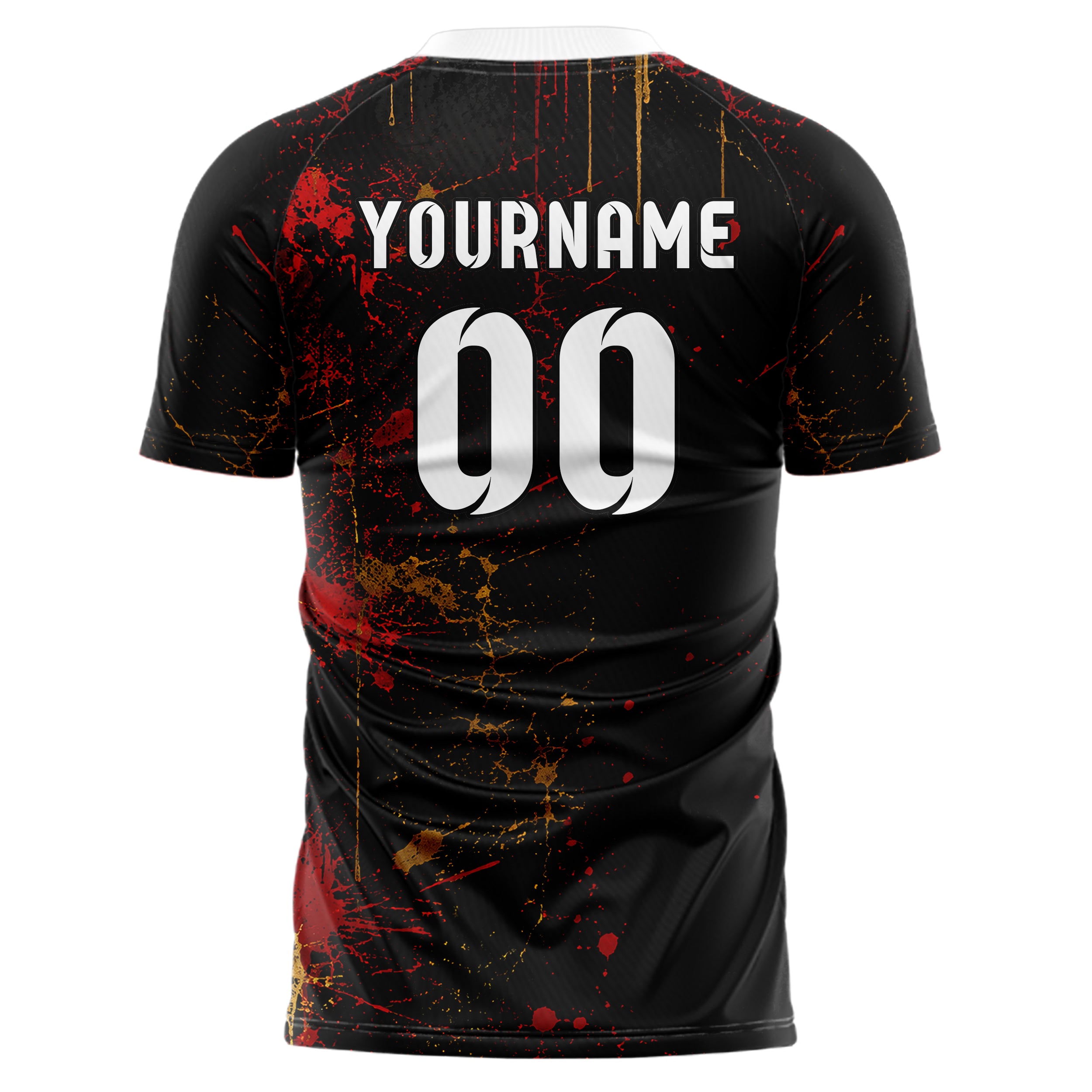Schwarz dunkles Graffiti Drip Paint Design 03-0076 individuelles Fußballtrikot back