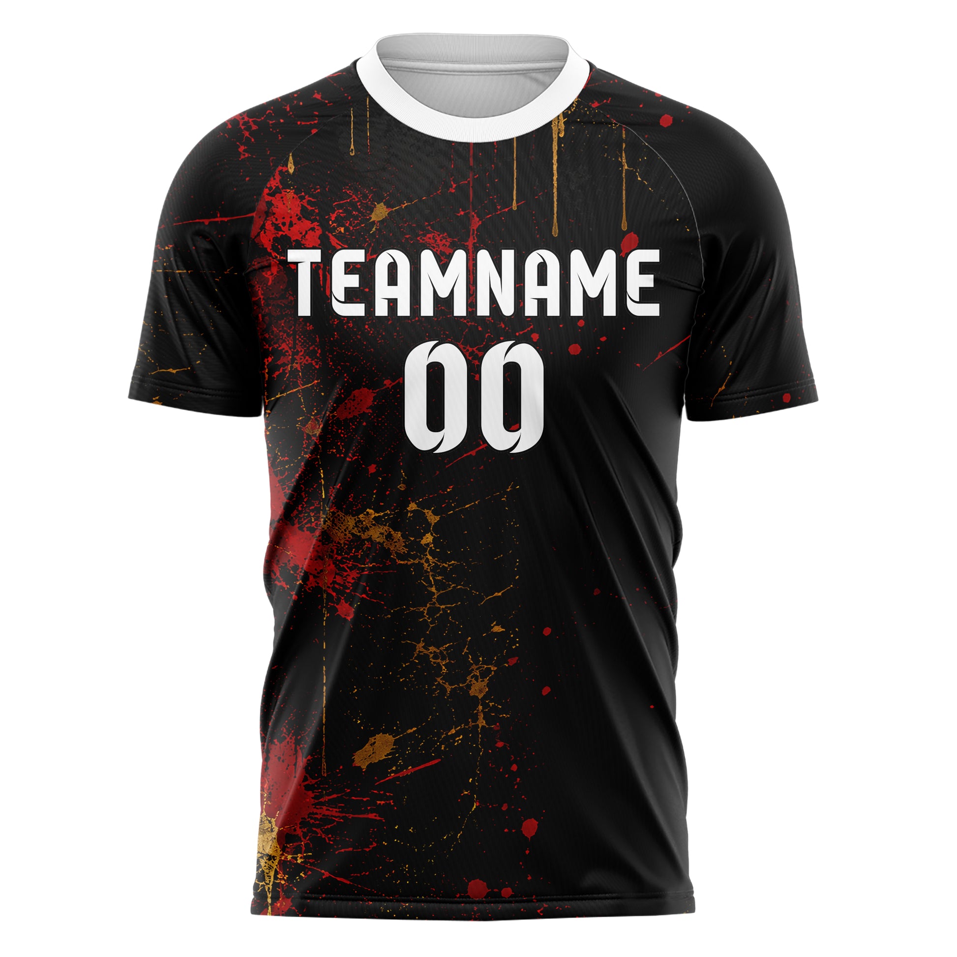 Schwarz dunkles Graffiti Drip Paint Design 03-0076 individuelles Fußballtrikot front