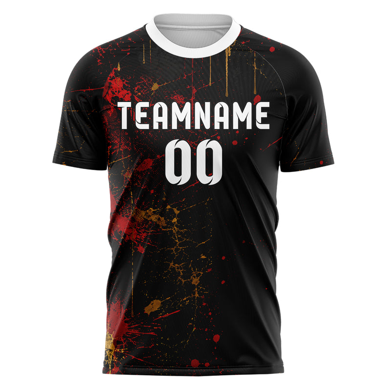 Schwarz dunkles Graffiti Drip Paint Design 03-0076 individuelles Fußballtrikot front