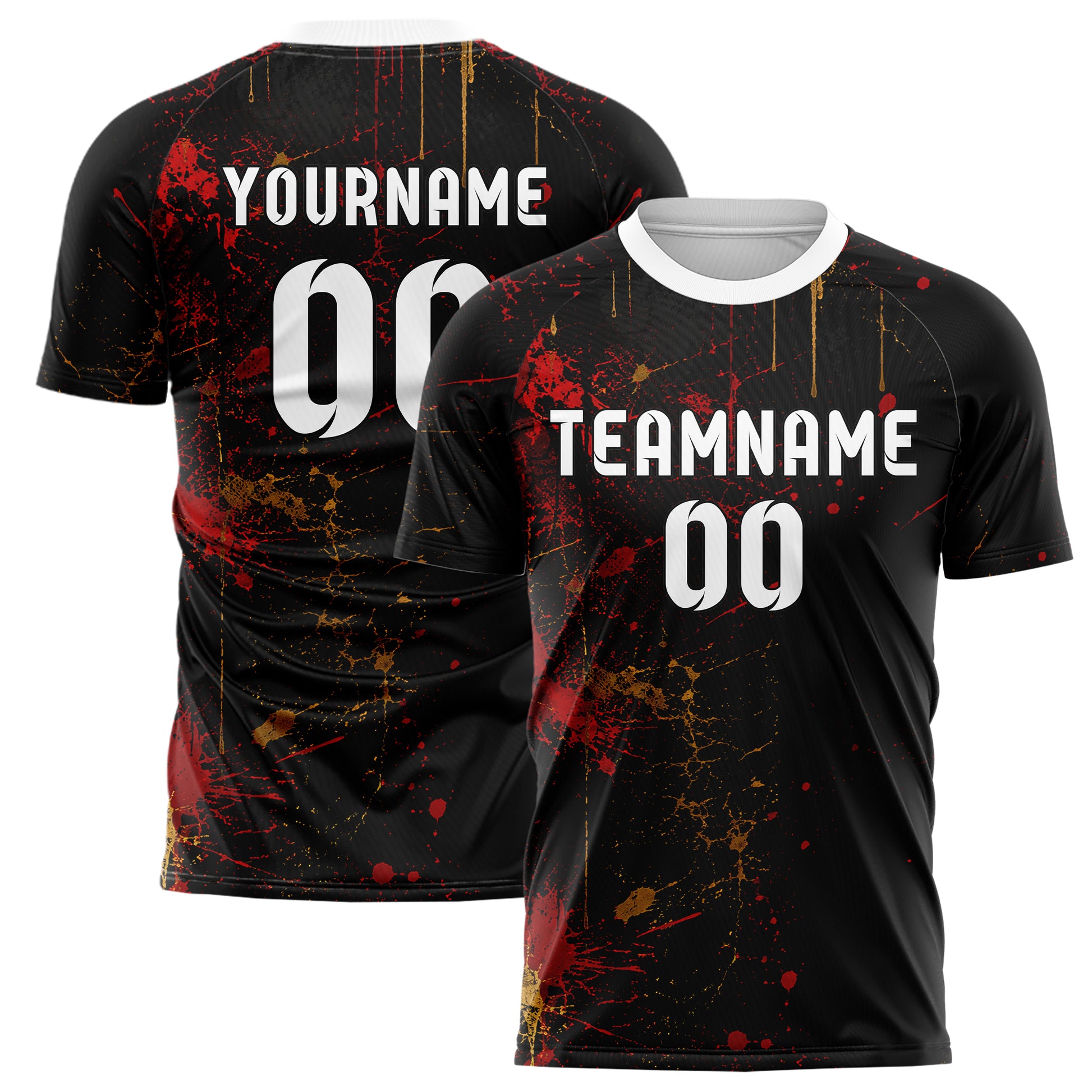 Schwarz dunkles Graffiti Drip Paint Design 03-0076 individuelles Fußballtrikot main