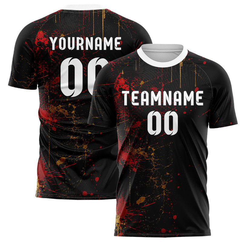 Schwarz dunkles Graffiti Drip Paint Design 03-0076 individuelles Fußballtrikot main
