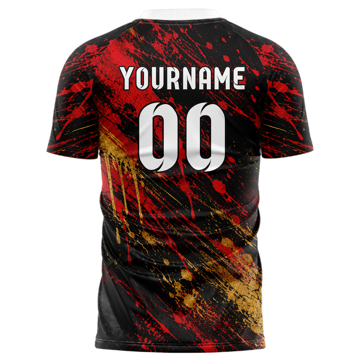 Schwarz dunkles Graffiti Drip Paint Design 03-0340 individuelles Fußballtrikot back