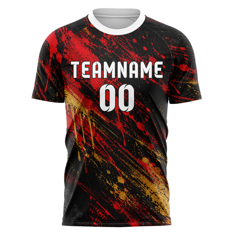 Schwarz dunkles Graffiti Drip Paint Design 03-0340 individuelles Fußballtrikot front