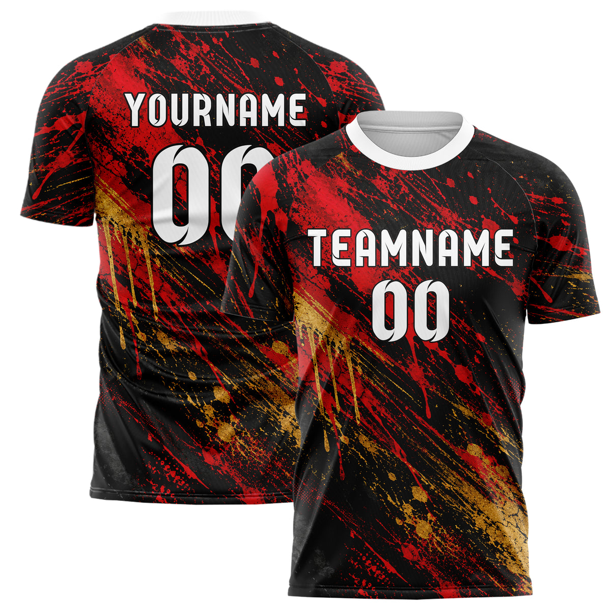 Schwarz dunkles Graffiti Drip Paint Design 03-0340 individuelles Fußballtrikot main