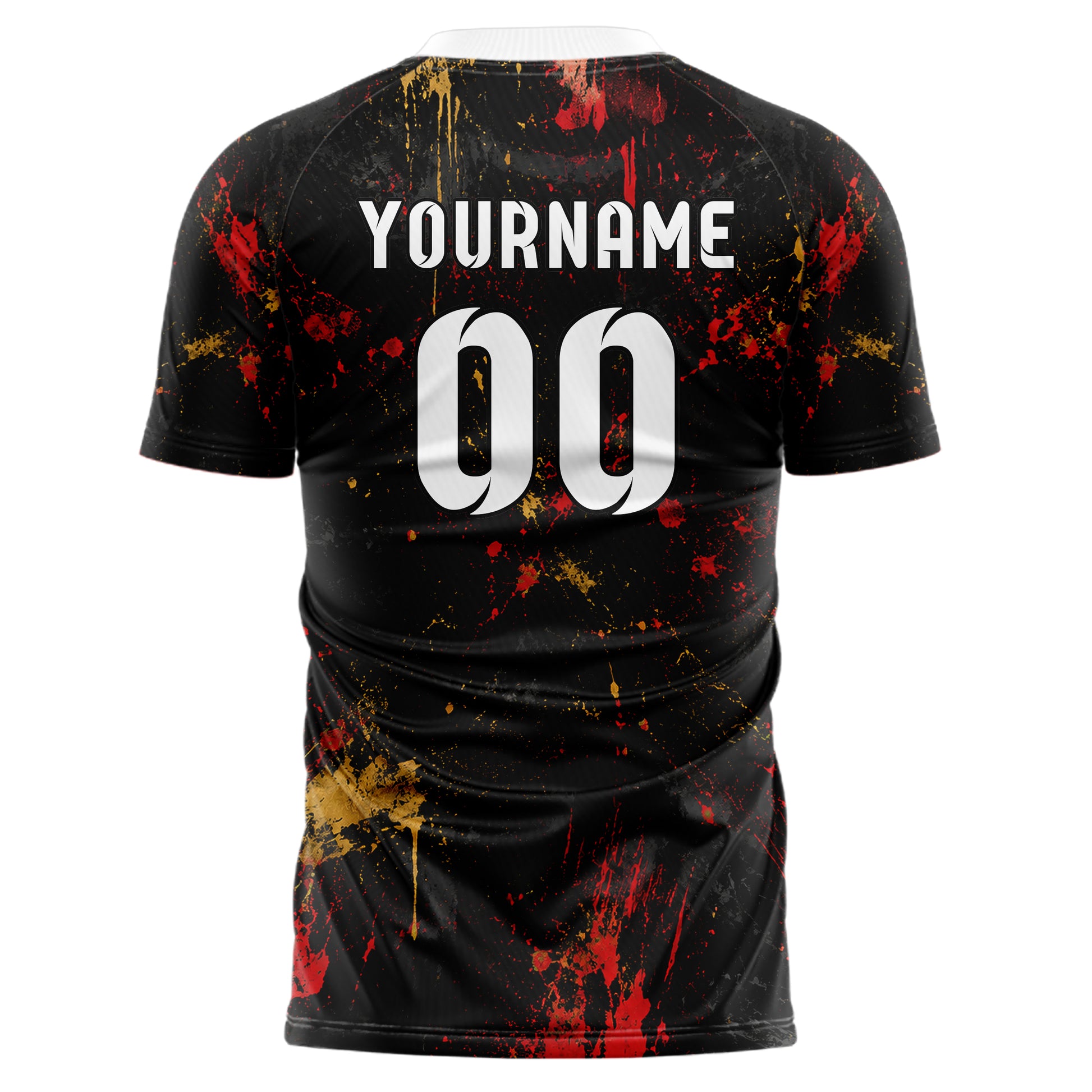 Schwarz dunkles Graffiti Grunge Smear Design 03-0217 individuelles Fußballtrikot back