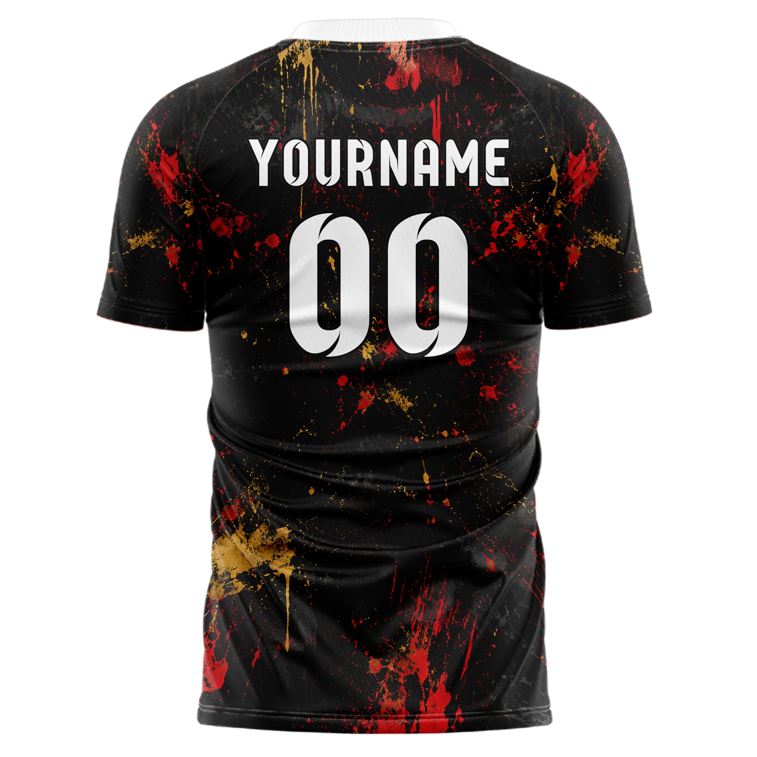 Schwarz dunkles Graffiti Grunge Smear Design 03-0217 individuelles Fußballtrikot back