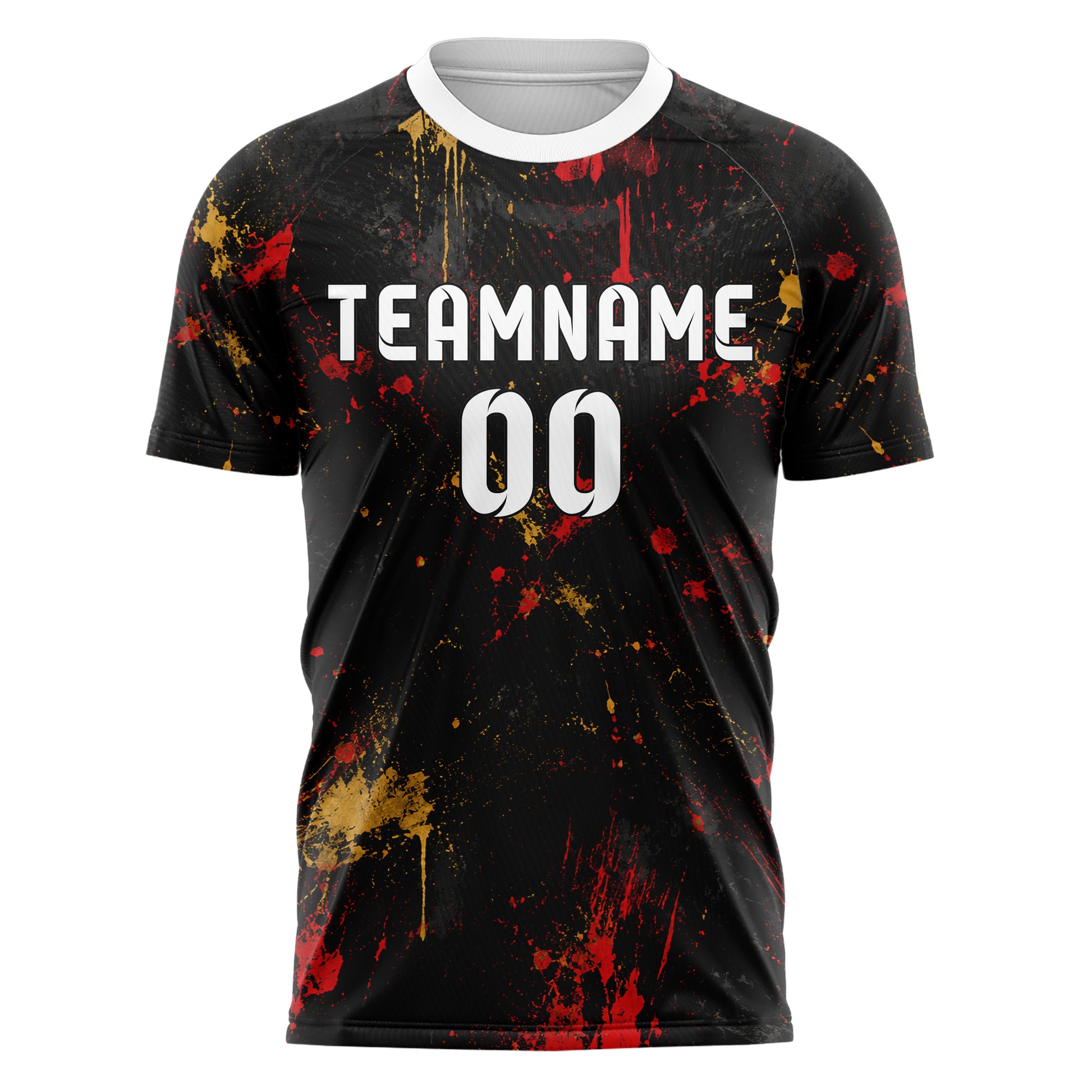 Schwarz dunkles Graffiti Grunge Smear Design 03-0217 individuelles Fußballtrikot front