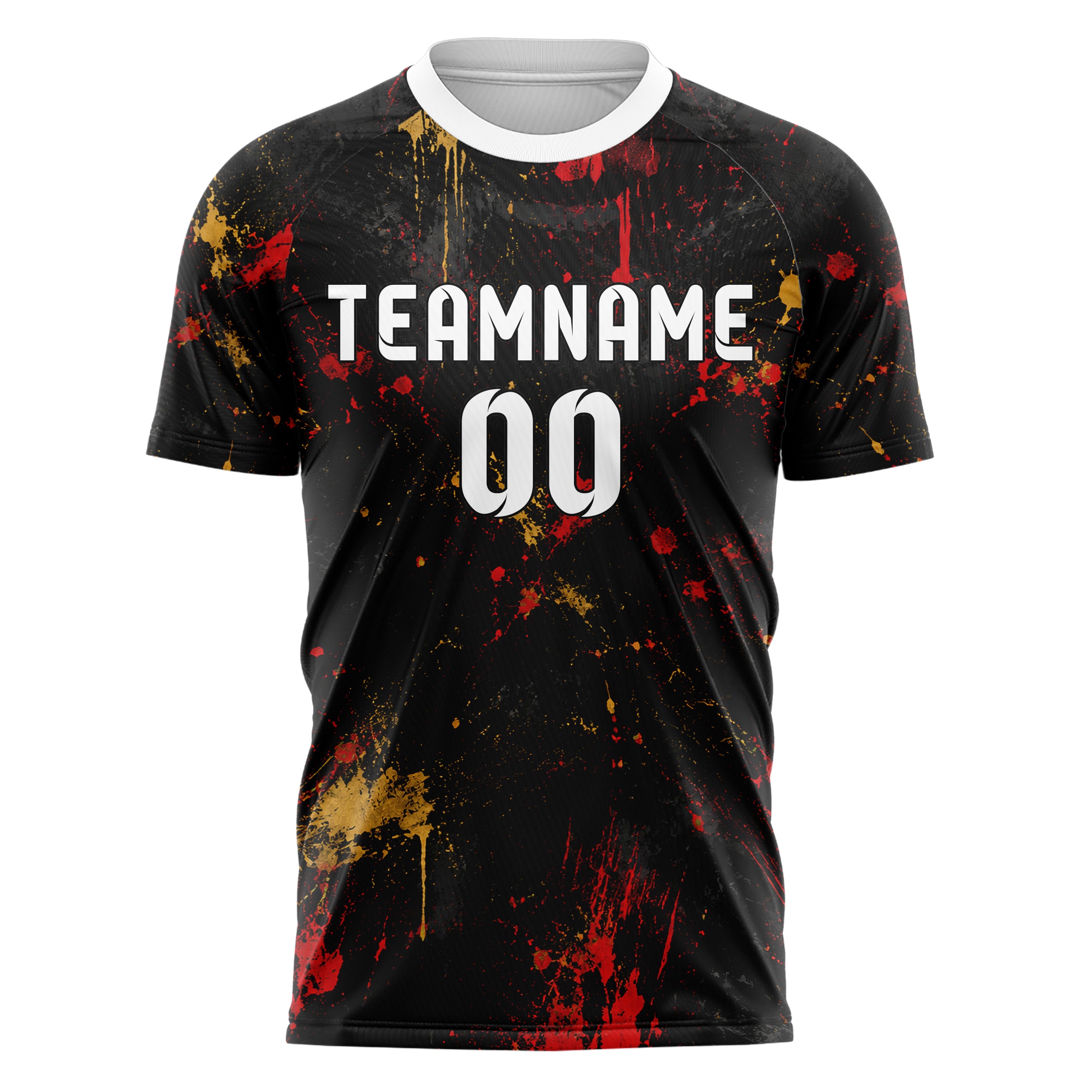 Schwarz dunkles Graffiti Grunge Smear Design 03-0217 individuelles Fußballtrikot front