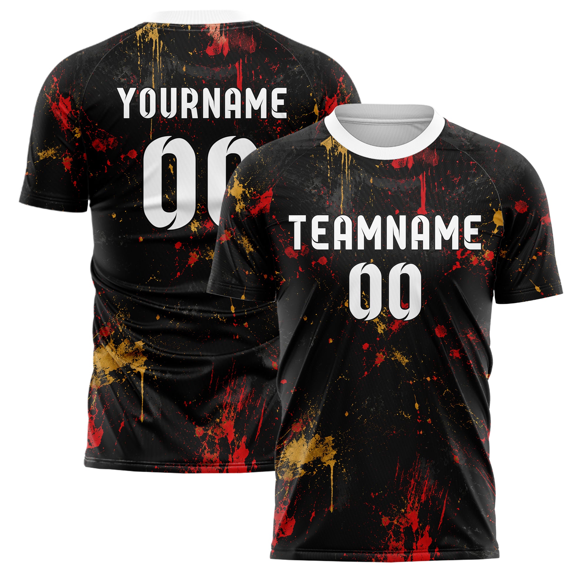 Schwarz dunkles Graffiti Grunge Smear Design 03-0217 individuelles Fußballtrikot main