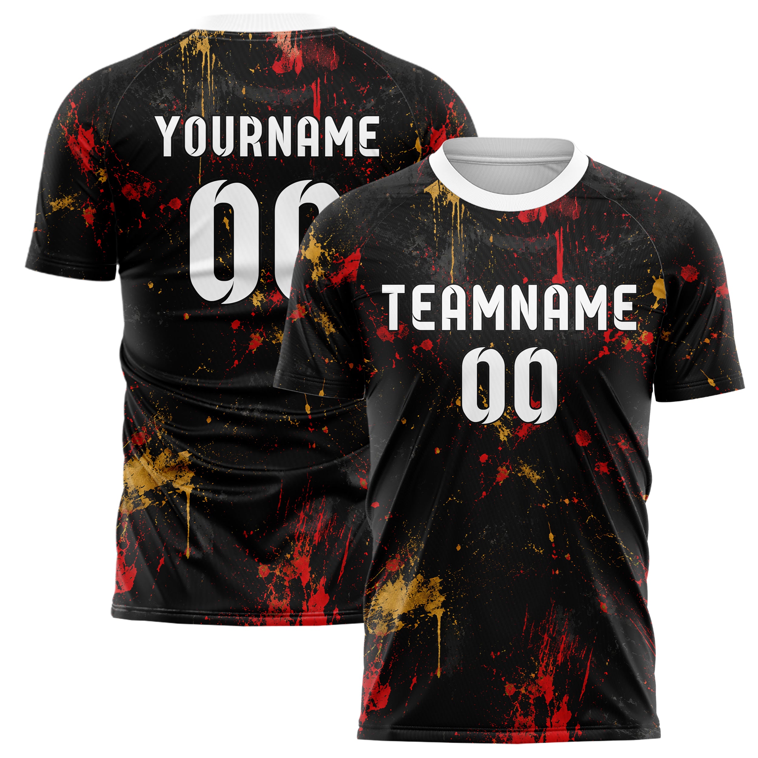Schwarz dunkles Graffiti Grunge Smear Design 03-0217 individuelles Fußballtrikot main