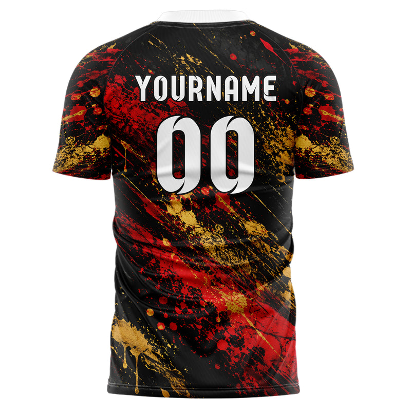 Schwarz dunkles Graffiti Ink Splash Design 03-0229 individuelles Fußballtrikot back