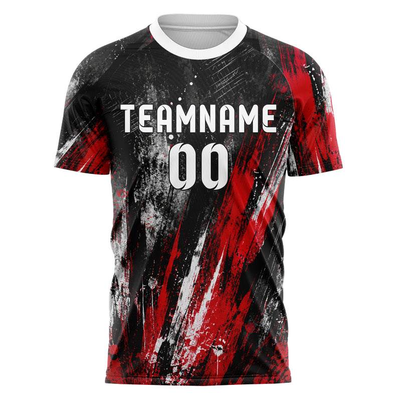 Schwarz dunkles Graffiti Scratch Marks Design 03-0278 individuelles Fußballtrikot front