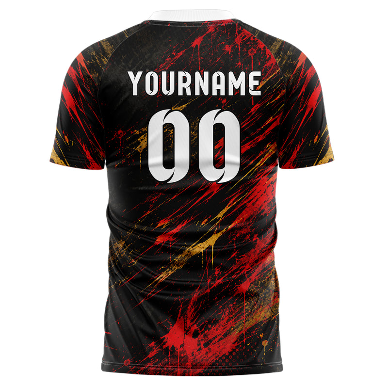 Schwarz dunkles Graffiti Scratch Marks Design 03-0334 individuelles Fußballtrikot back