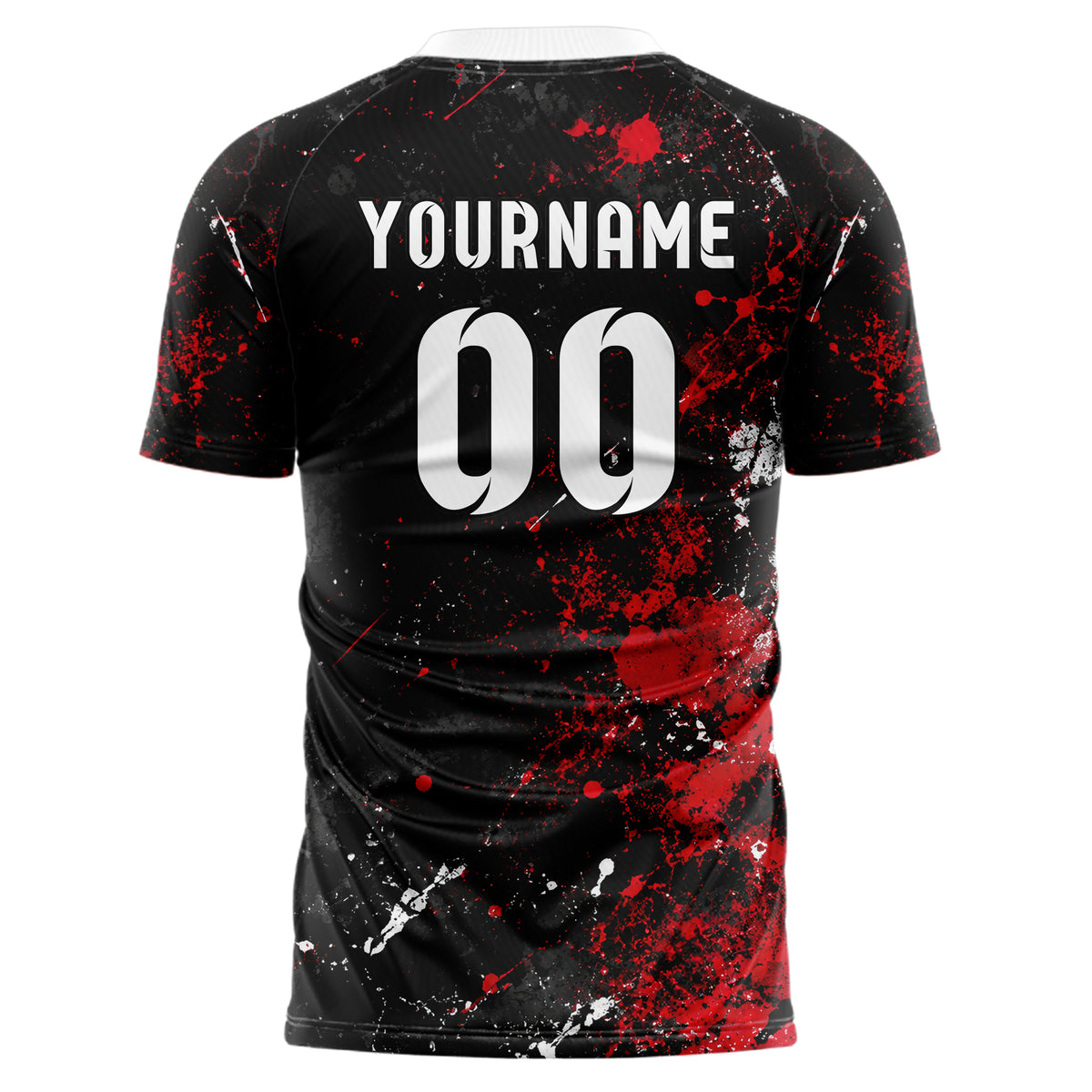 Schwarz dunkles Graffiti Spray Splatter Design 03-0080 individuelles Fußballtrikot back