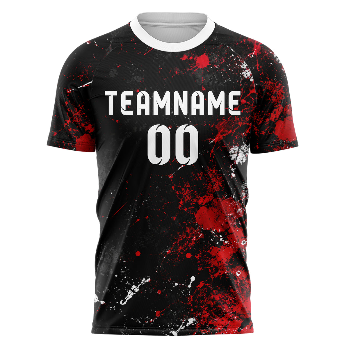 Schwarz dunkles Graffiti Spray Splatter Design 03-0080 individuelles Fußballtrikot front