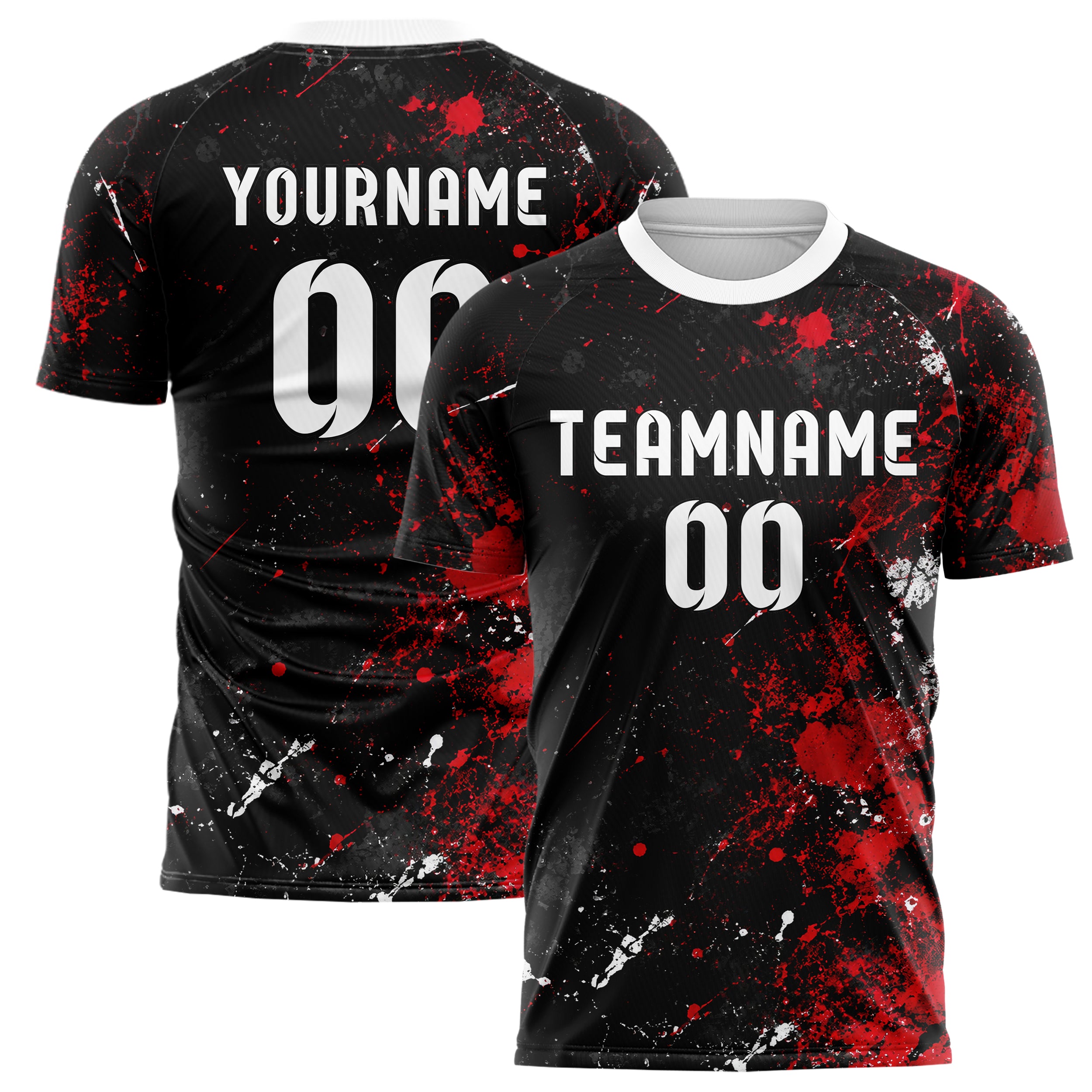 Schwarz dunkles Graffiti Spray Splatter Design 03-0080 individuelles Fußballtrikot main