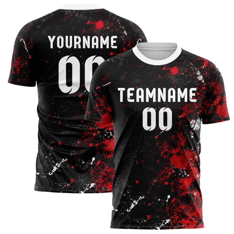 Schwarz dunkles Graffiti Spray Splatter Design 03-0080 individuelles Fußballtrikot main