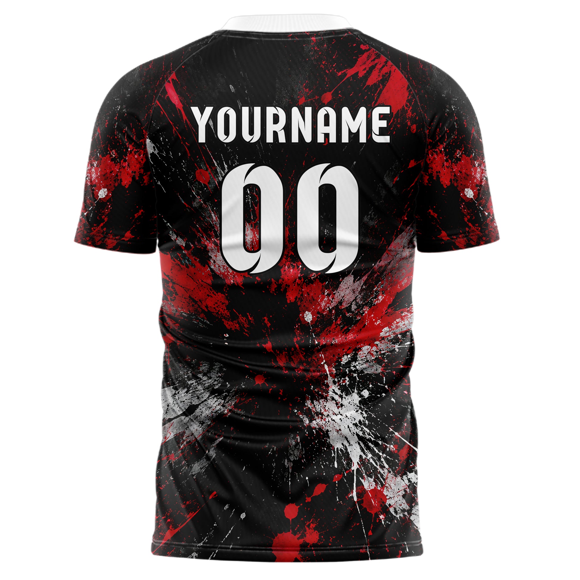 Schwarz dunkles Graffiti Spray Splatter Design 03-0200 individuelles Fußballtrikot back