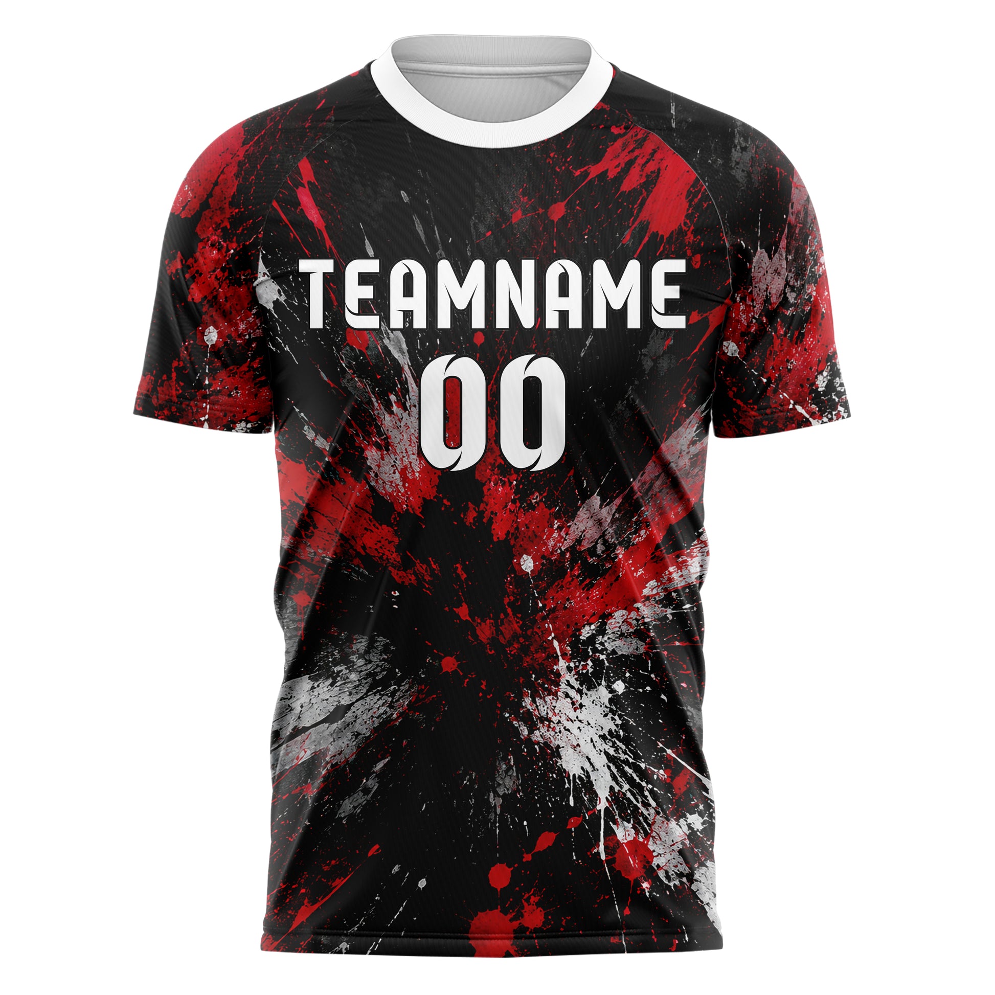 Schwarz dunkles Graffiti Spray Splatter Design 03-0200 individuelles Fußballtrikot front