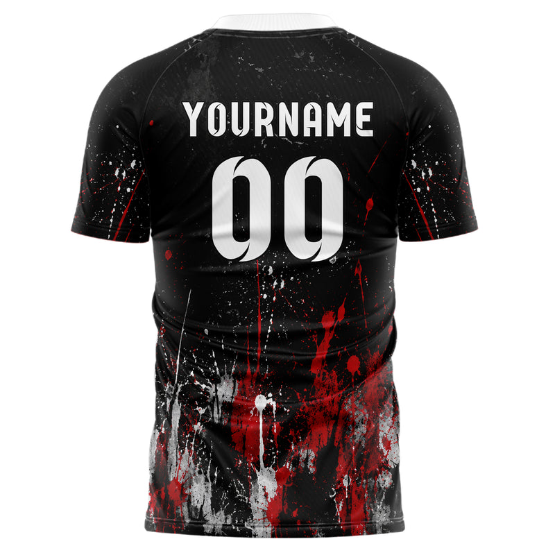 Schwarz dunkles Graffiti Spray Splatter Design 03-0368 individuelles Fußballtrikot back