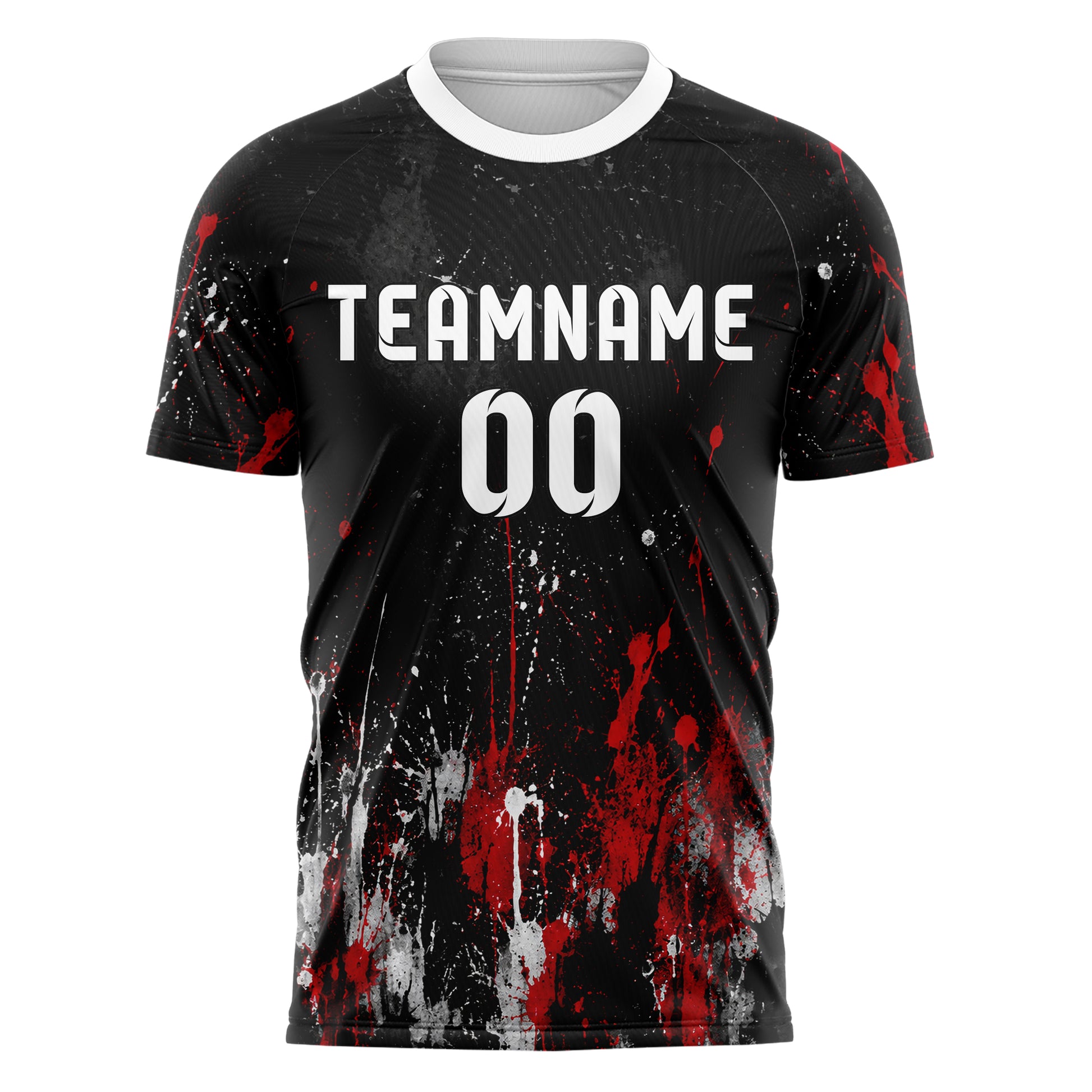 Schwarz dunkles Graffiti Spray Splatter Design 03-0368 individuelles Fußballtrikot front