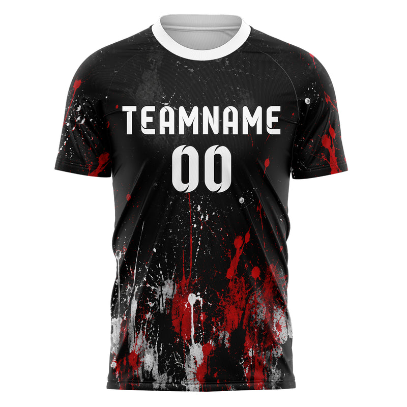 Schwarz dunkles Graffiti Spray Splatter Design 03-0368 individuelles Fußballtrikot front