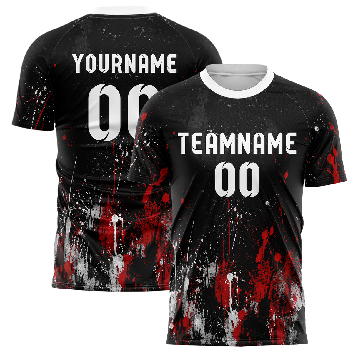 Schwarz dunkles Graffiti Spray Splatter Design 03-0368 individuelles Fußballtrikot main