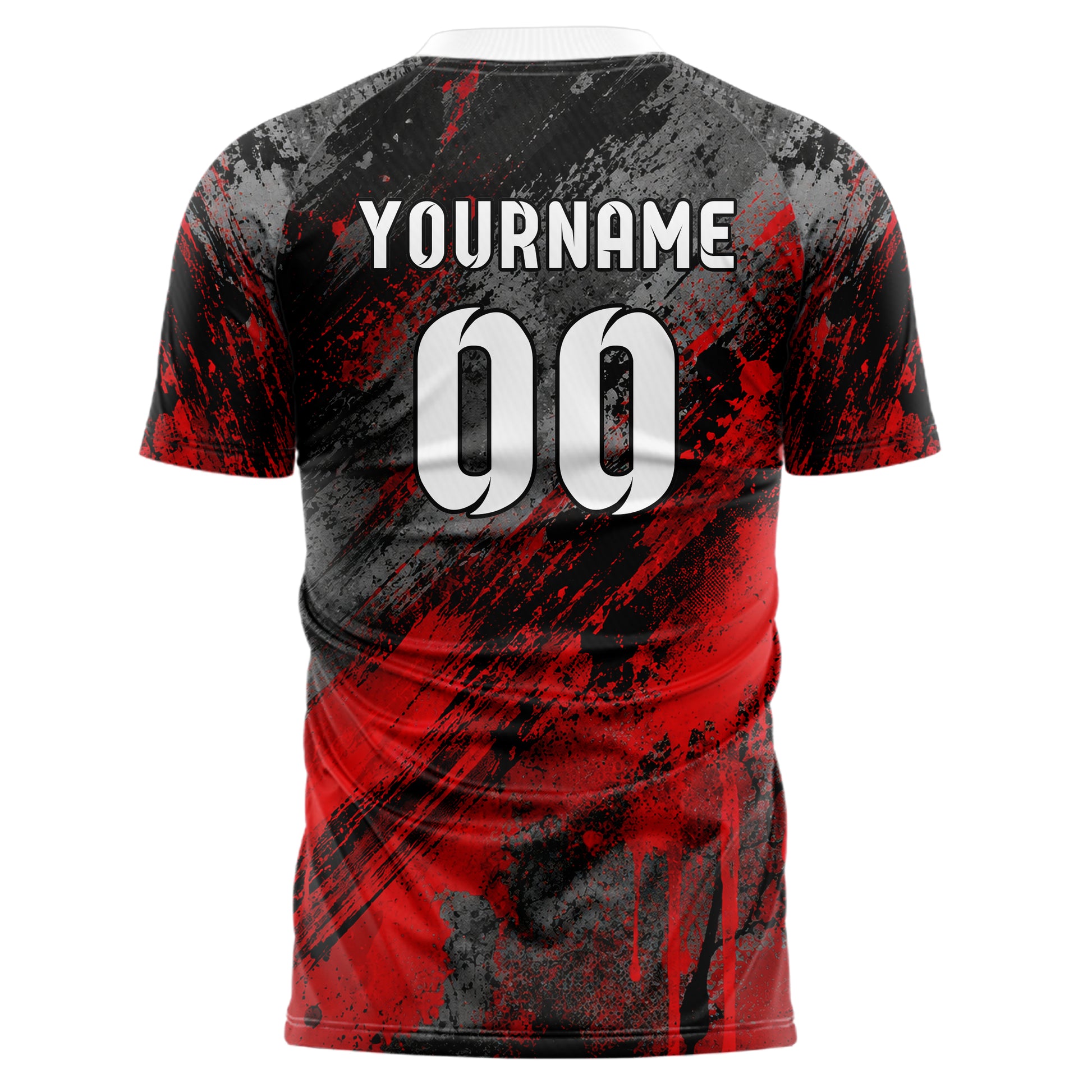 Rot lebendiges Graffiti diagonal Paint Flow Design 03-0315 individuelles Fußballtrikot back