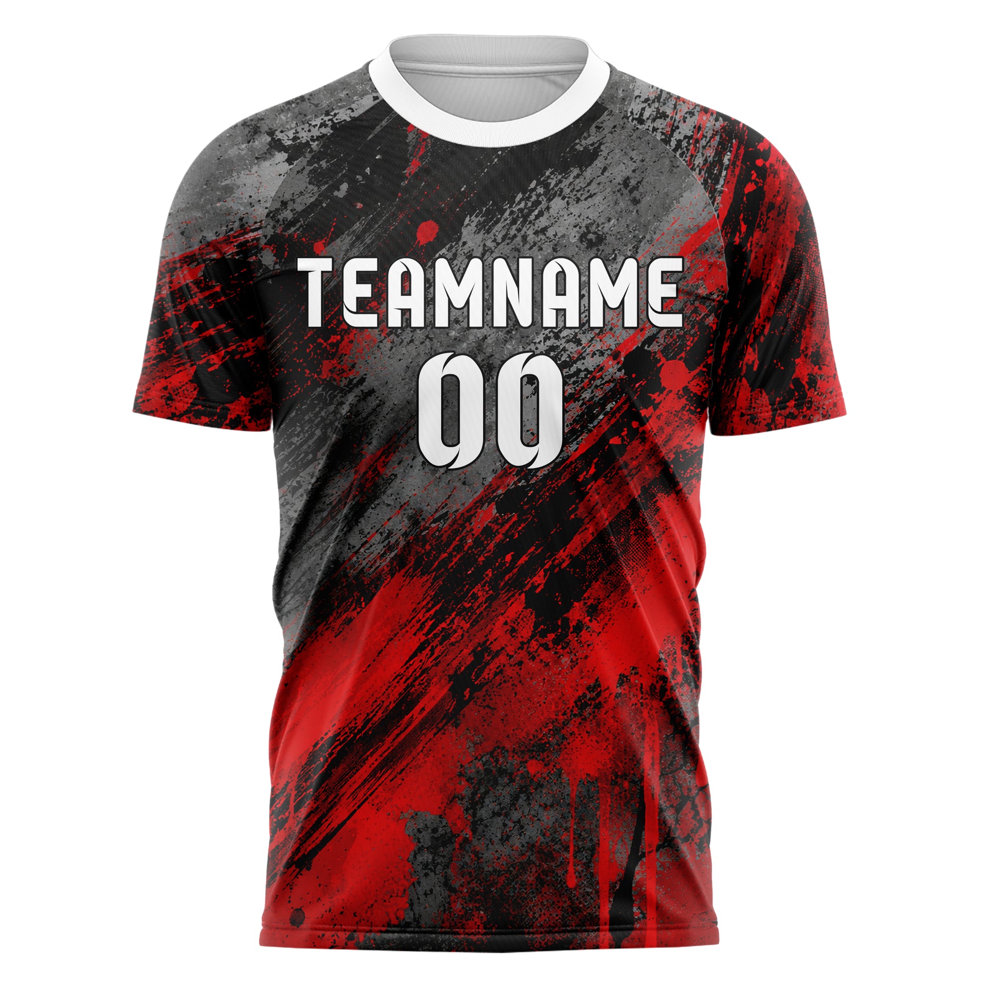 Rot lebendiges Graffiti diagonal Paint Flow Design 03-0315 individuelles Fußballtrikot front