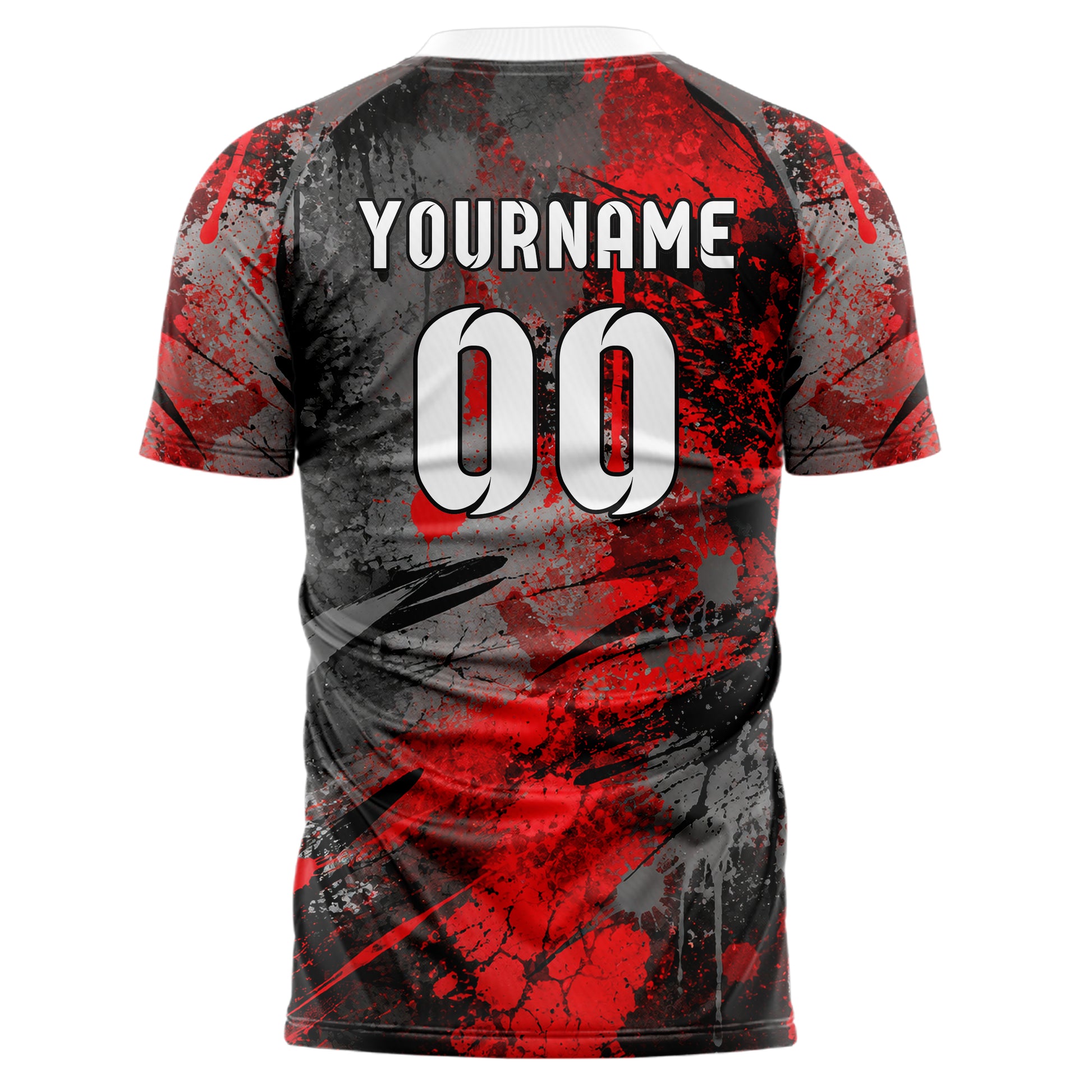 Rot lebendiges Graffiti Drip Paint Design 03-0180 individuelles Fußballtrikot back