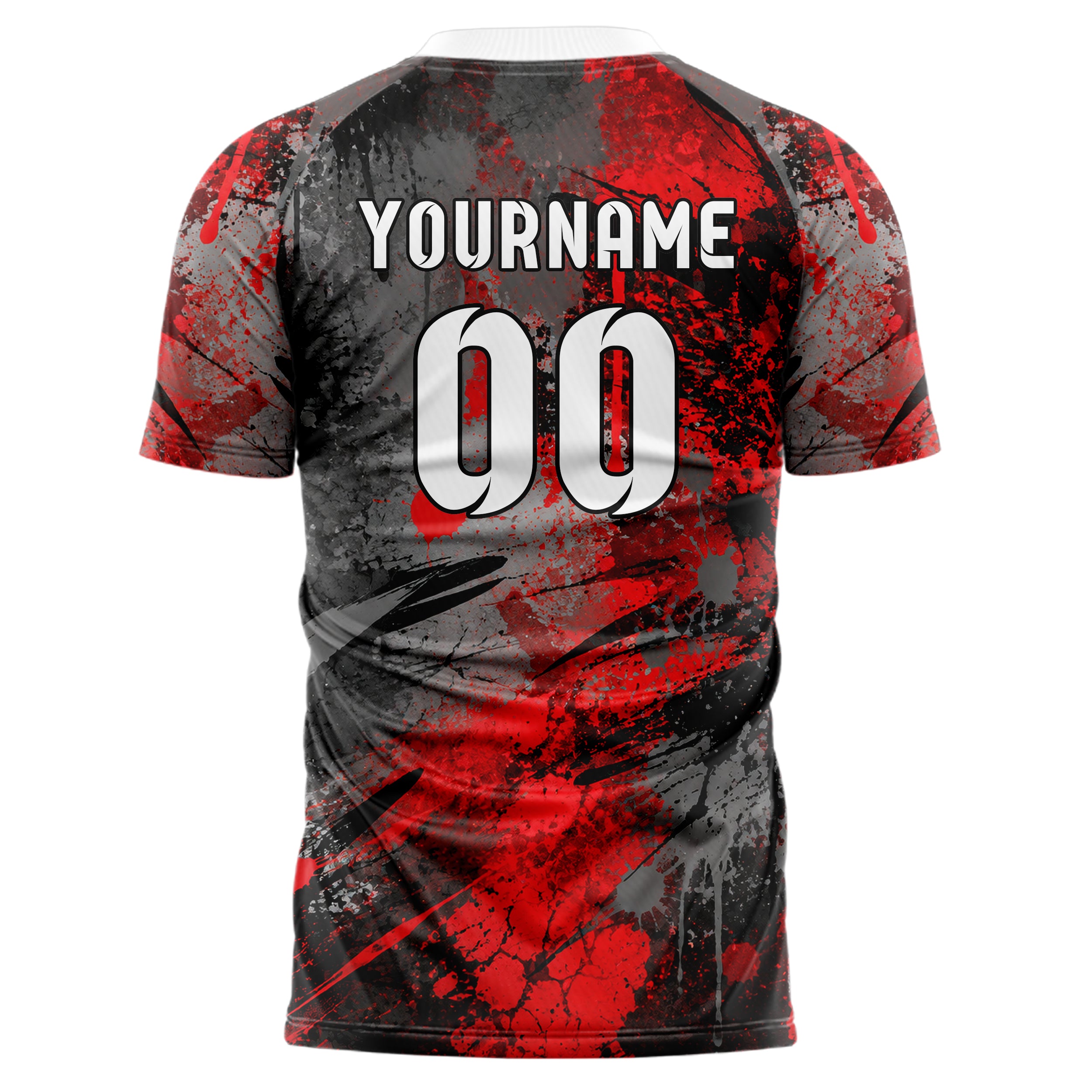 Rot lebendiges Graffiti Drip Paint Design 03-0180 individuelles Fußballtrikot back